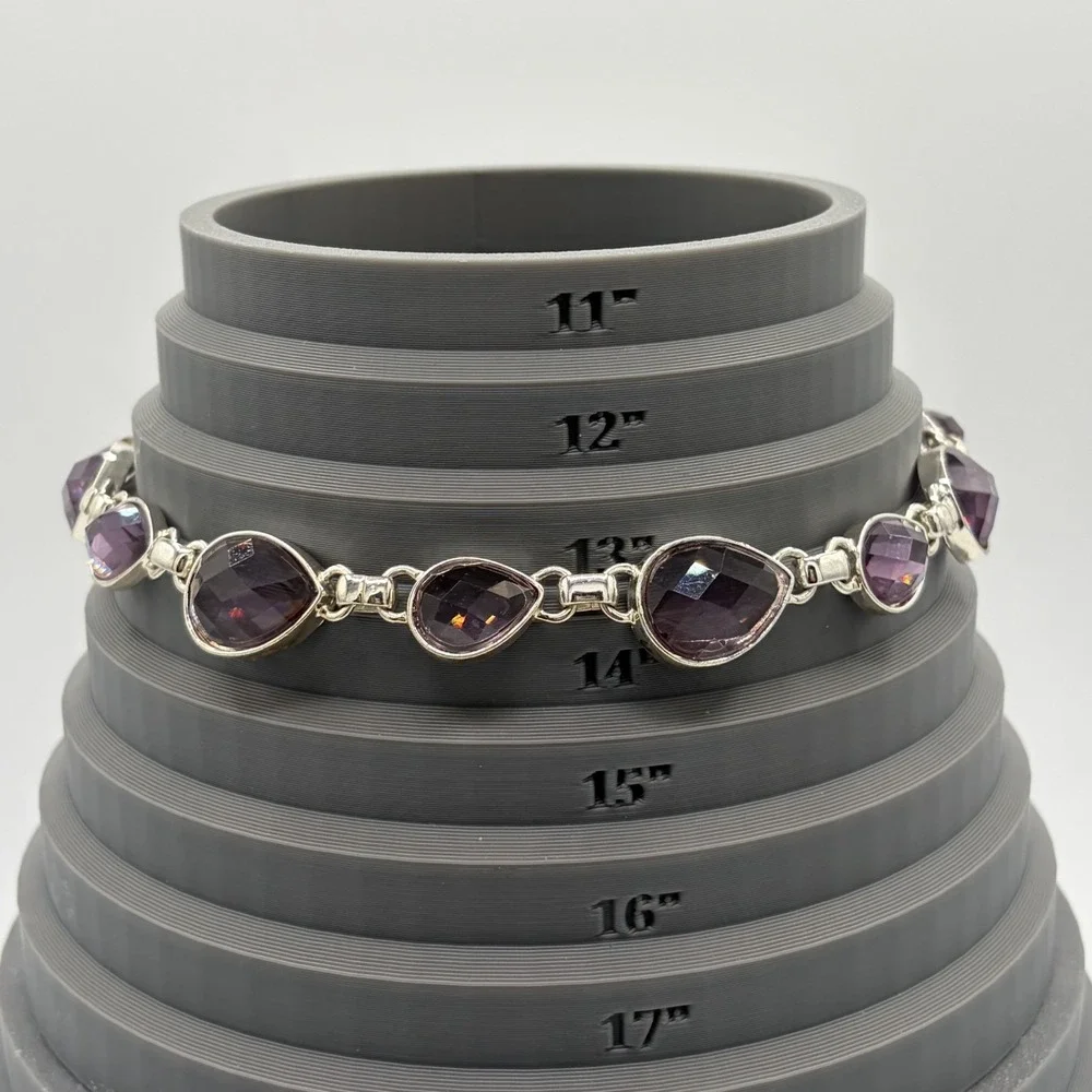 Vintage Napier Silver Tone Purple Faceted Teardrop Statement Choker‎ Necklace